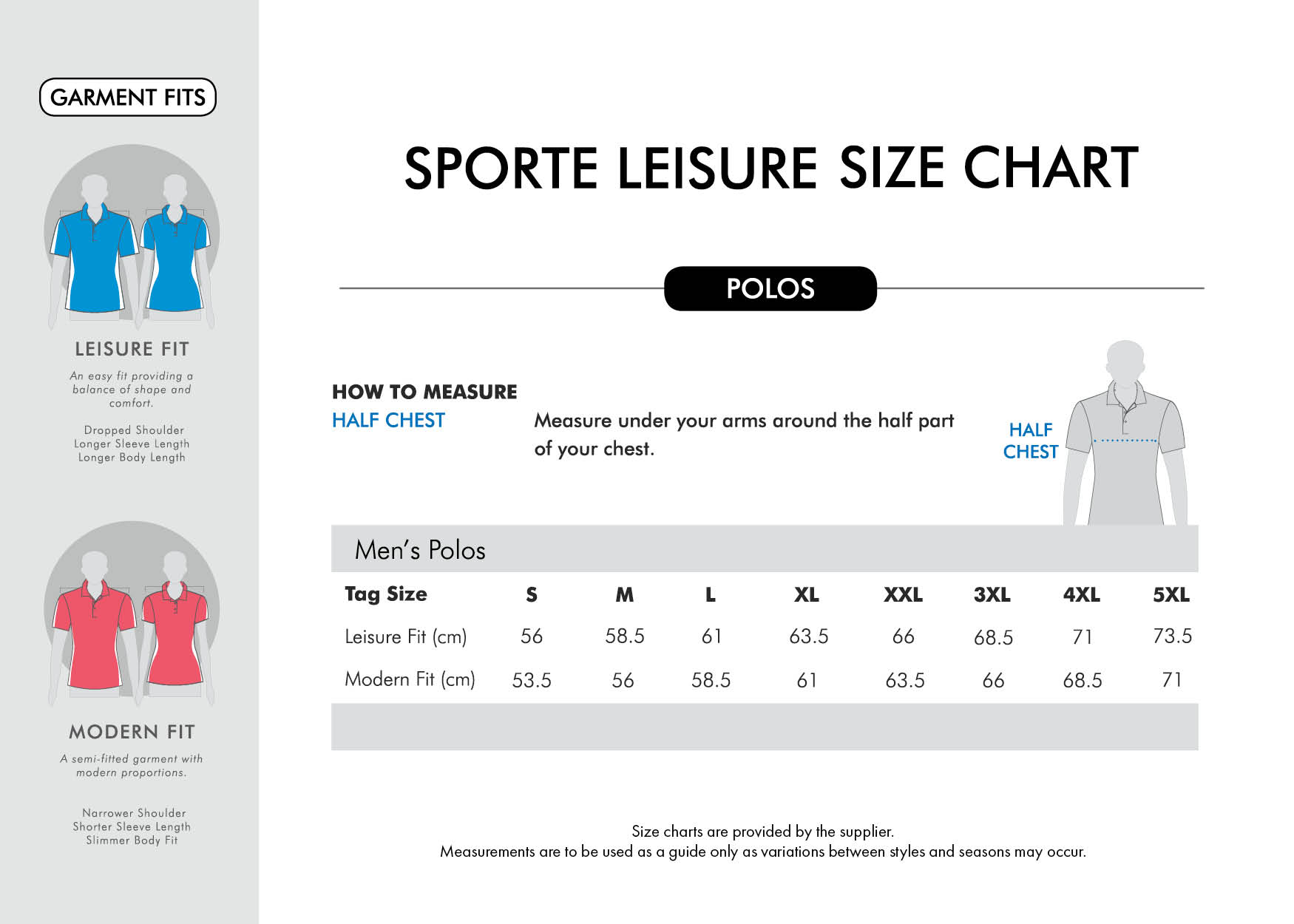 sporte leisure-shirts-mens size chart
